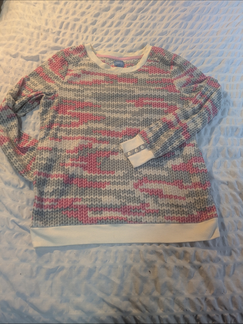 Simply Vera Vera Wang Pink & Gray Crewneck Knit Sweater